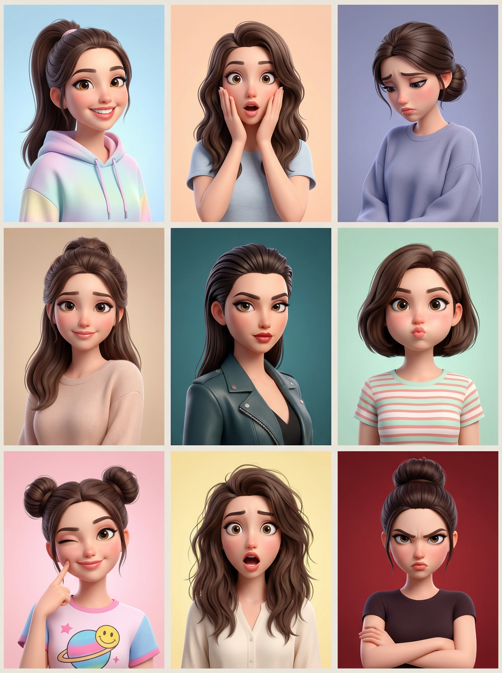 3D Cartoon Emotion Grid