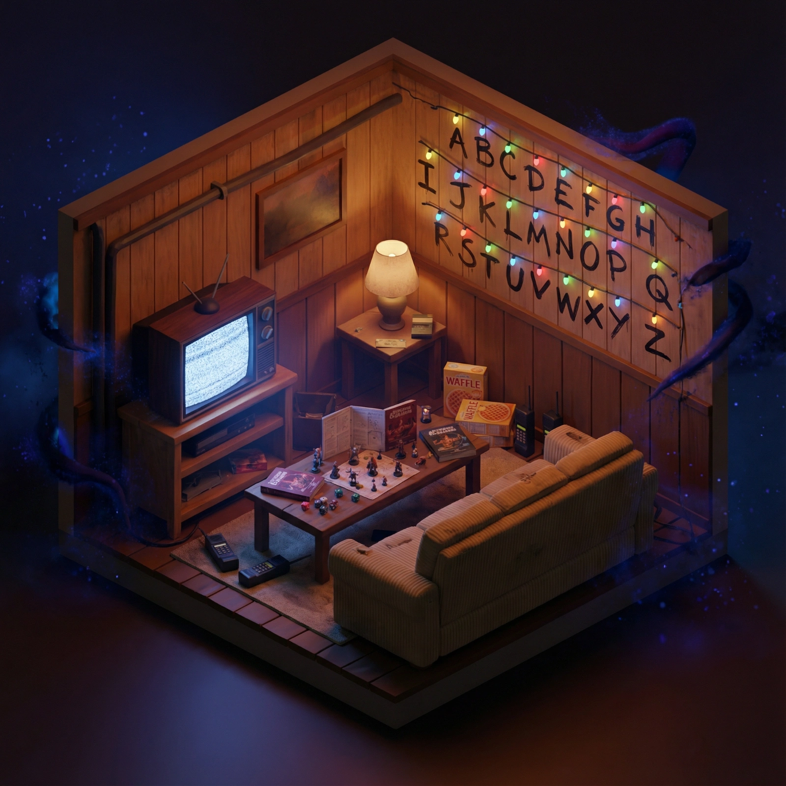 80s Stranger Things Basement 3D