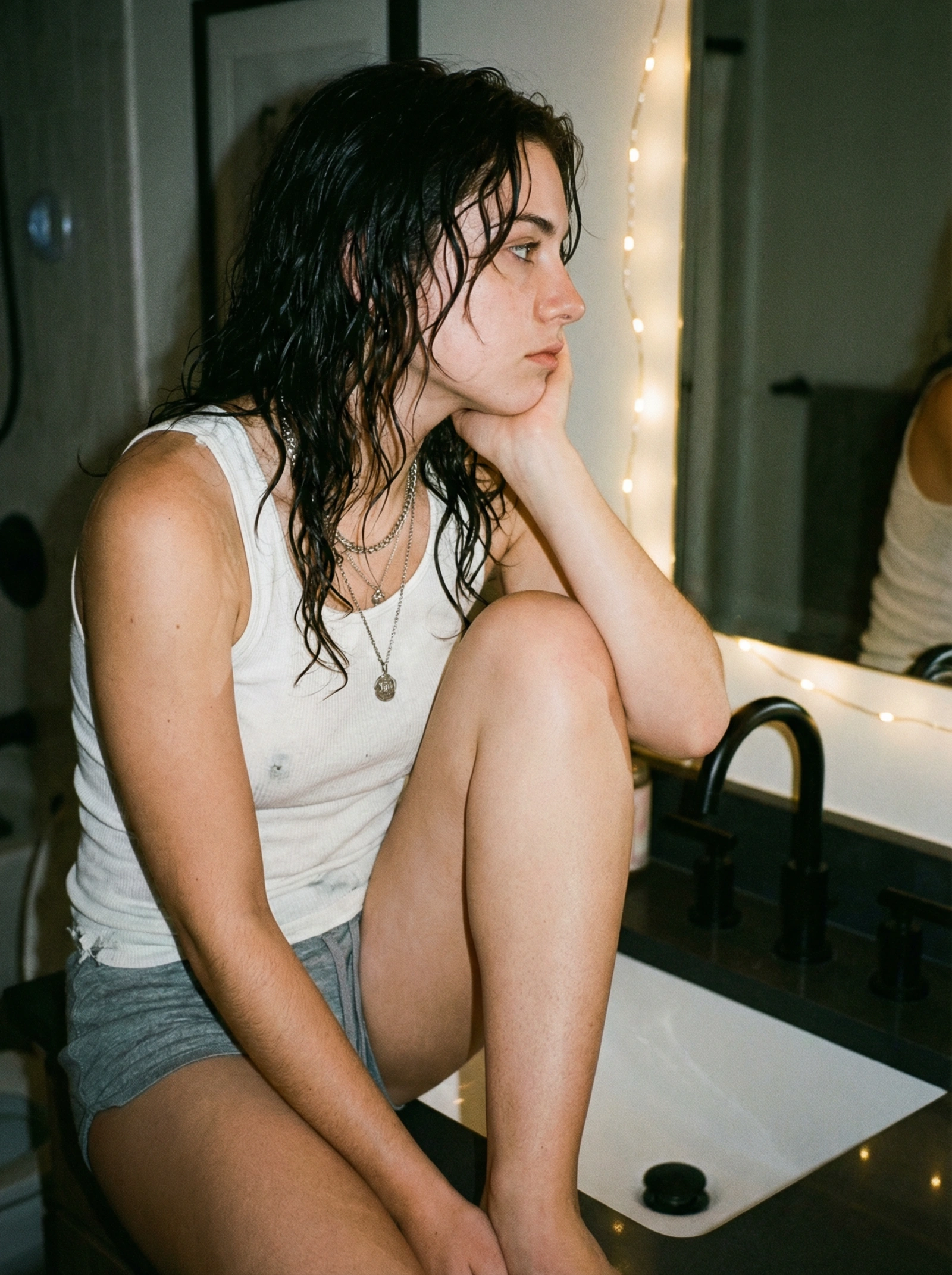 90s Lo-Fi Bathroom Portrait