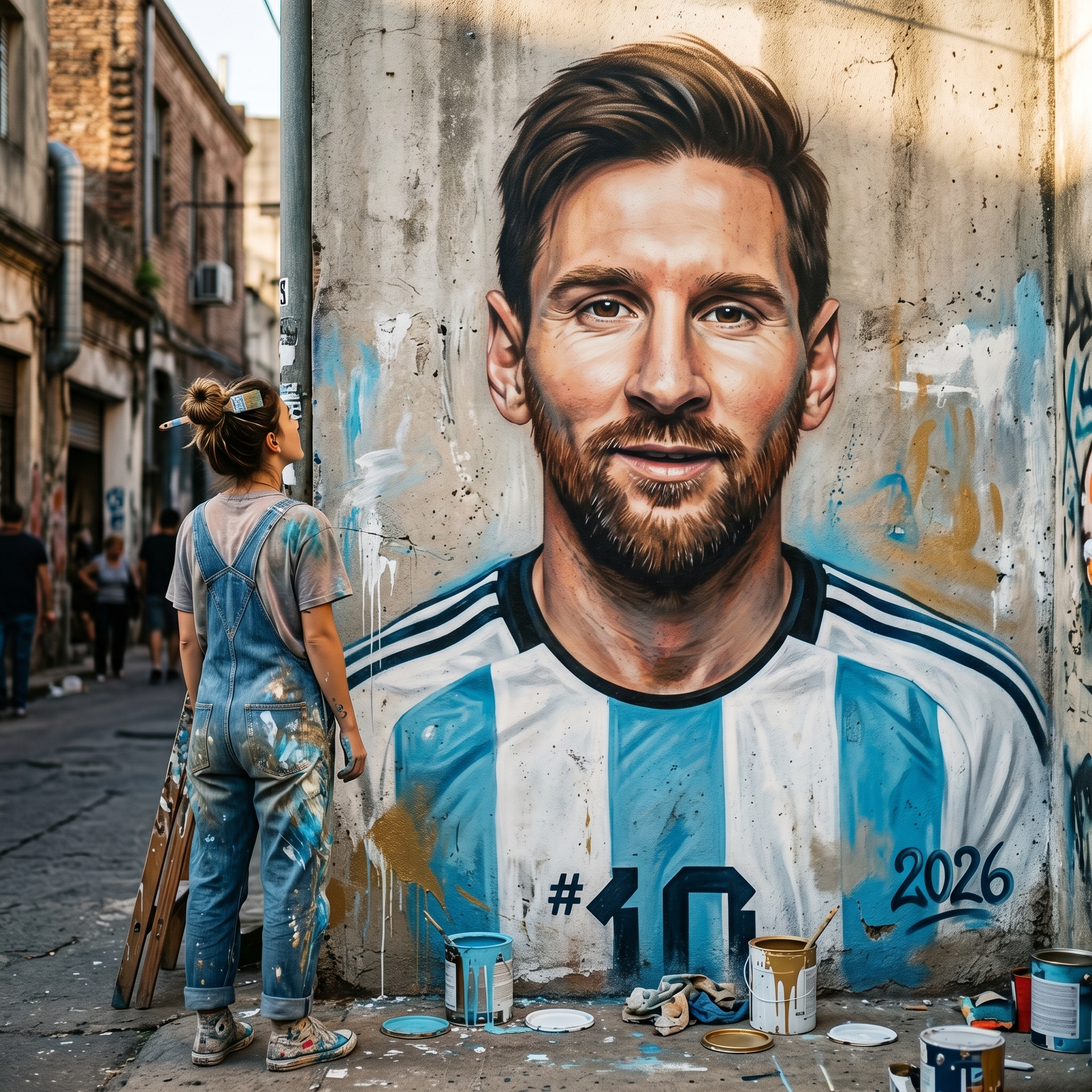 A street artists tribute to Messi...