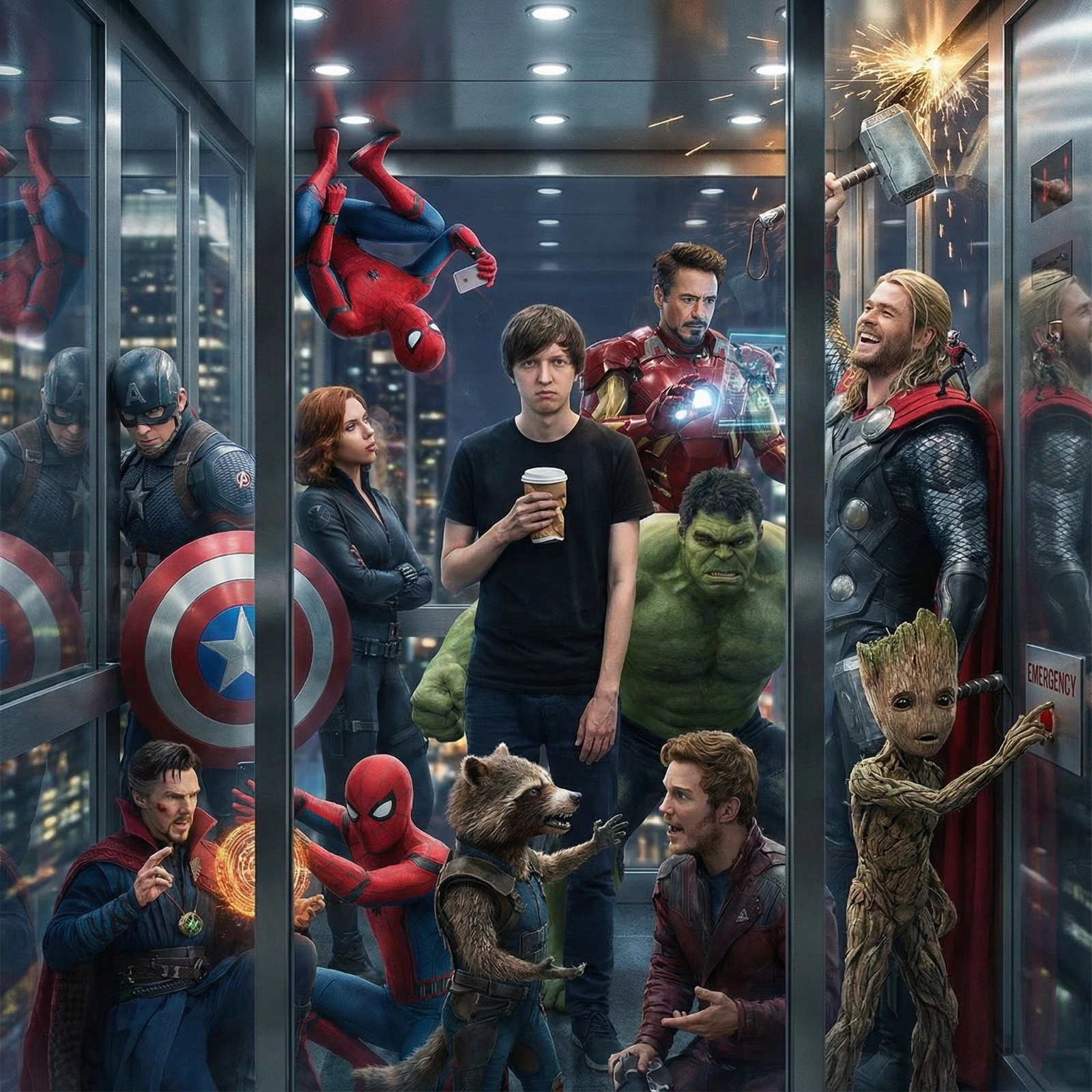 Avengers Elevator Mayhem