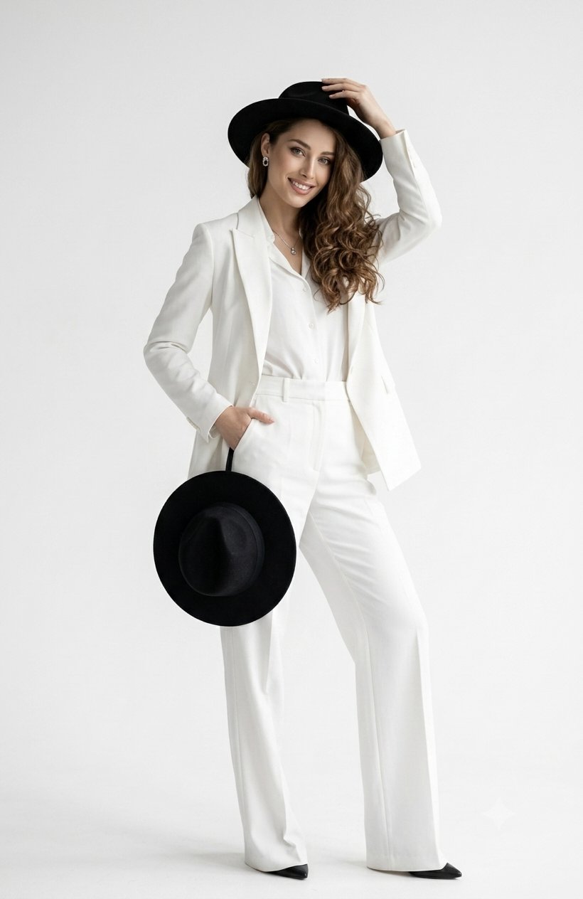 Bold fashion statement in pure white...