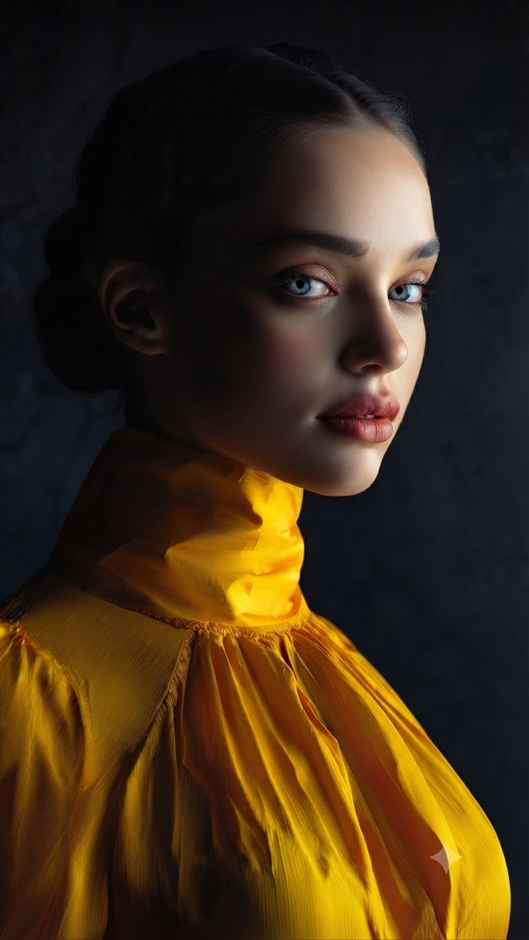 Dramatic portraits in yellow silk Gemini...