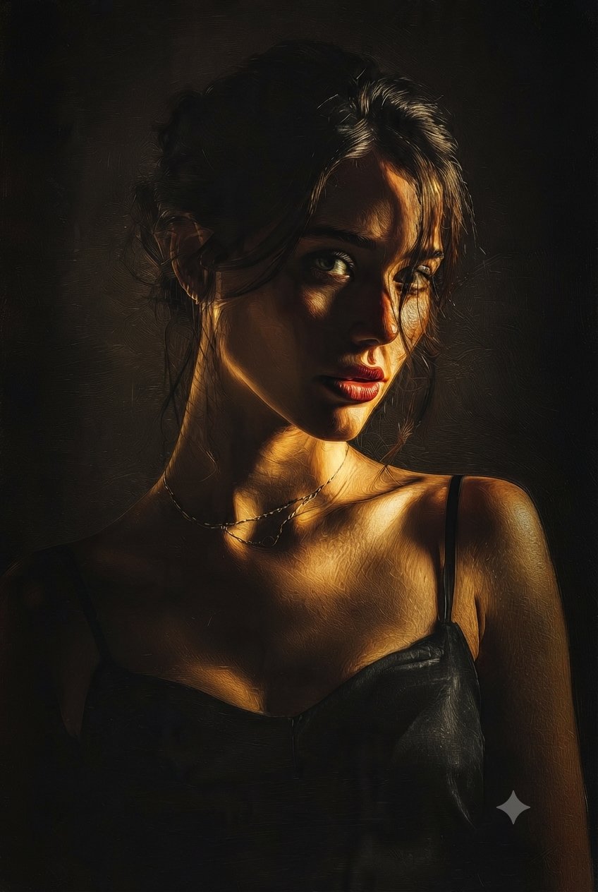 Elegant portrait in gold light Gemini...