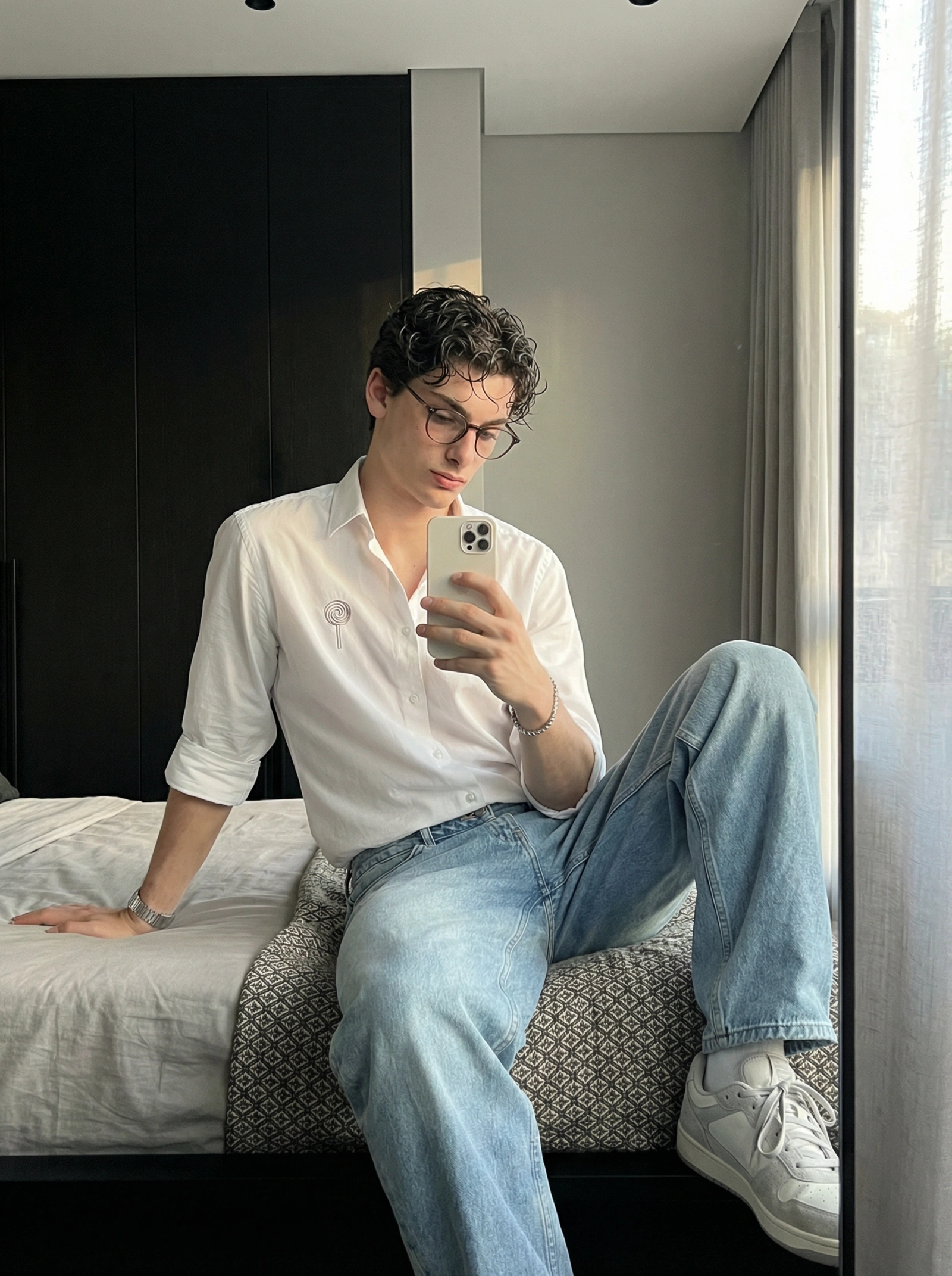 Modern Bedroom Mirror Selfie