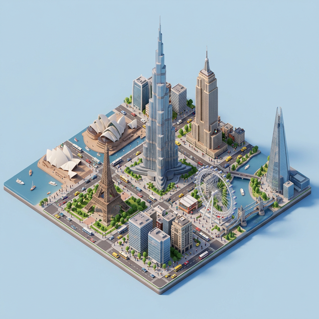 Isometric Miniature City Scene
