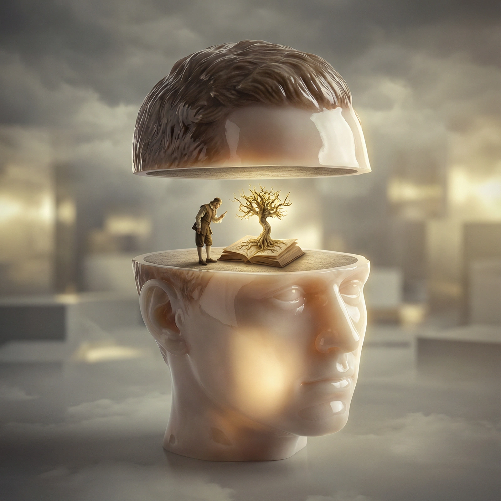 Surreal Levitating Head