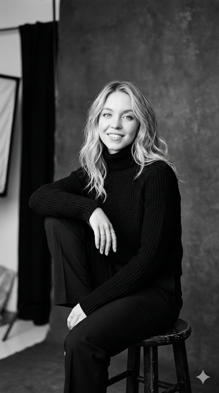 Timeless black and white studio portrait...